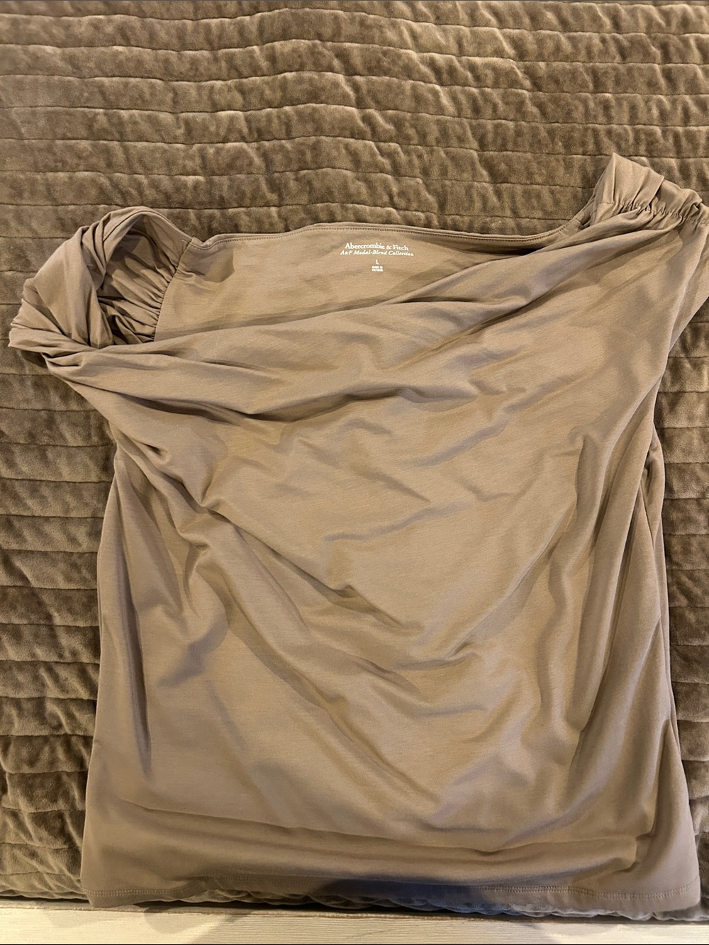 A&F blend collection Drawstring Shoulder Knit Top - Taupe